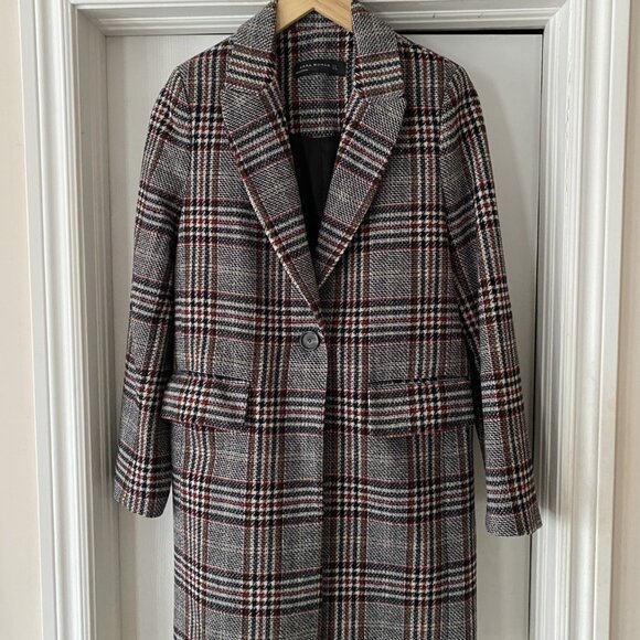 ZARA CHECK COAT One Button Fastening Kate Middleton Princess of Wales Style - Picture 13 of 16